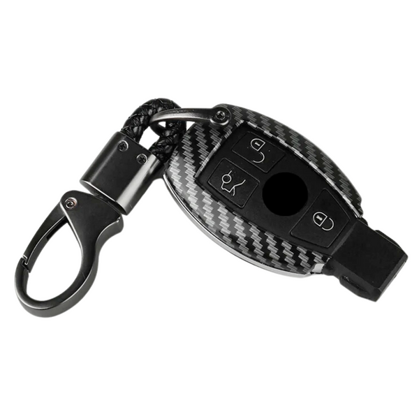Premium Sleutelcover - Gloss Carbon Look - Sleutelhoesje Geschikt voor Mercedes Mercedes A Klasse / B Klasse / C Klasse / G Klasse / CLA / CLS / GLA / GL / SLK / AMG - Key Cover - Auto Accessoires