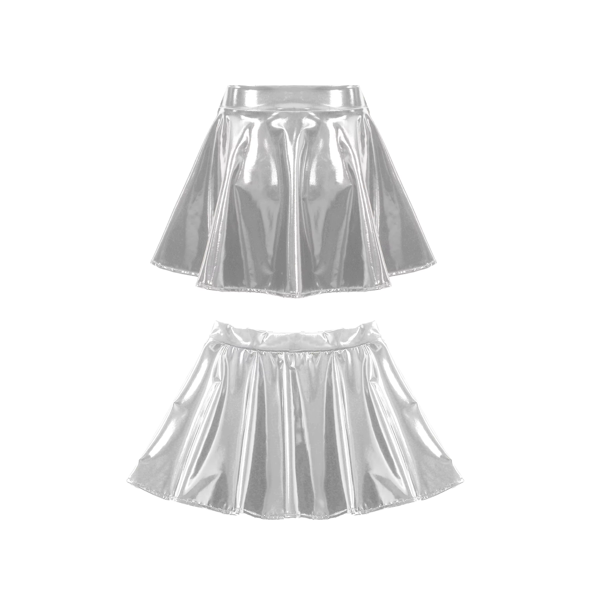 Latex-look Rok Zilver - Sexy Erotisch Rokje - Imitatie Leder - Sexy Lingerie - Cosplay - Glanzend Dames Rokje - Maat S