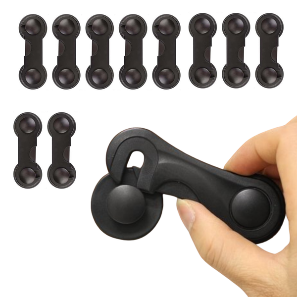 Kast en Ladesloten 10 Stuks - Deurvergrendeling Kinderen - Set van 10 Sloten - Kinderveiligheid - Anti-Opening Tool Slotjes - Bescherming voor Baby's, Kleuters en Peuters - Babyveiligheidsslot - Zwart