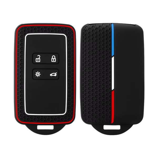 Siliconen Sleutelcover - Sleutelhoesje Geschikt voor Renault Clio / Laguna / Koleos / Megane / Fluence / Zoe / Scenic / Captur - Key Cover Autosleutel - Blauw, Wit, Rood en Zwart - Auto Accessoires