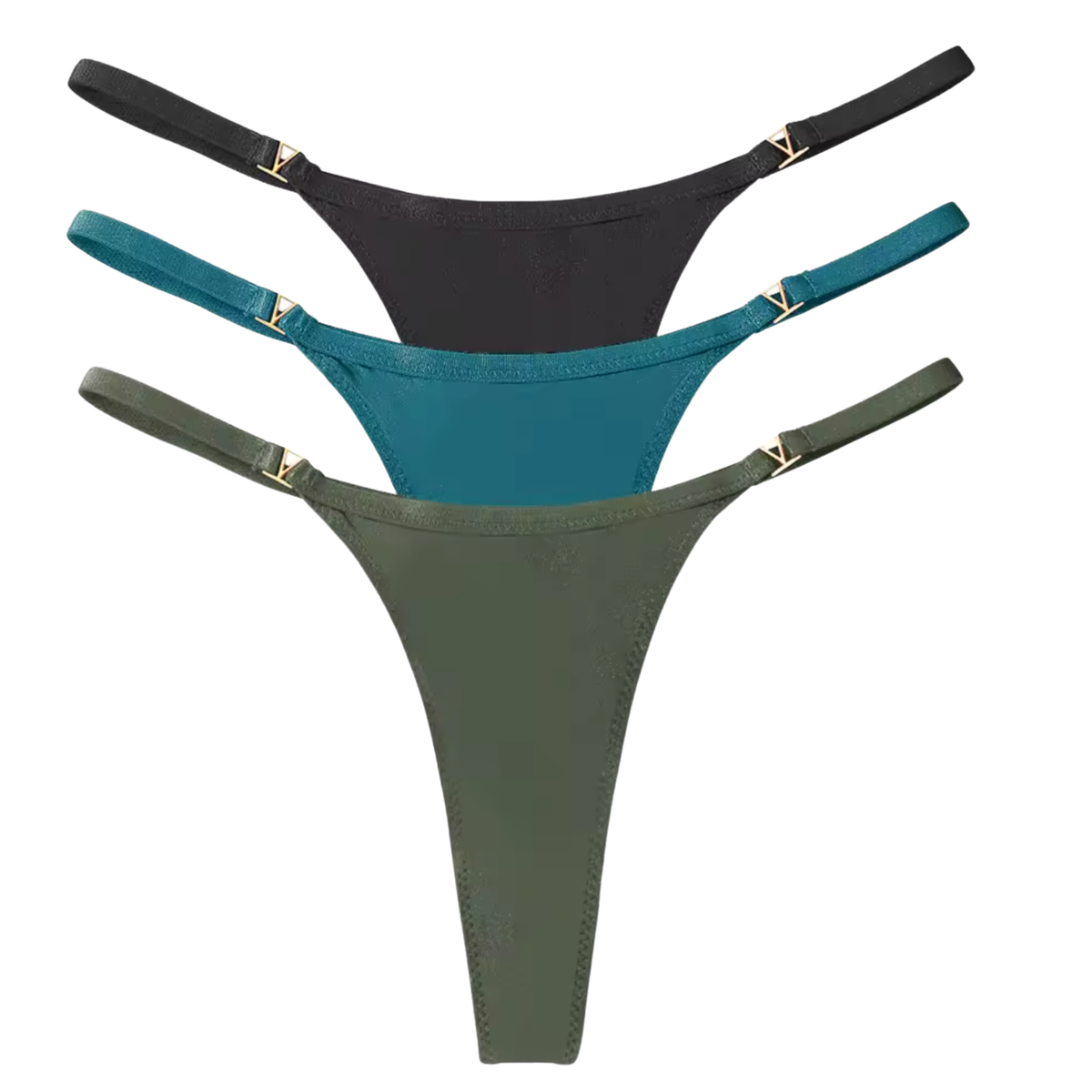Set van 4 - Sexy Dames Strings - Groenblauw, Groen, Blauw en Zwart - G-String - Comfortabel Ondergoed - Lingerie Voor Vrouwen - Onderbroek / String / Slip - Maat S
