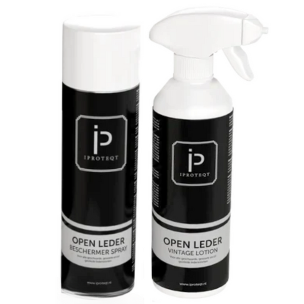 iProteqt Open Leder Vintage Lotion 500ml + Beschermer Spray 500ml