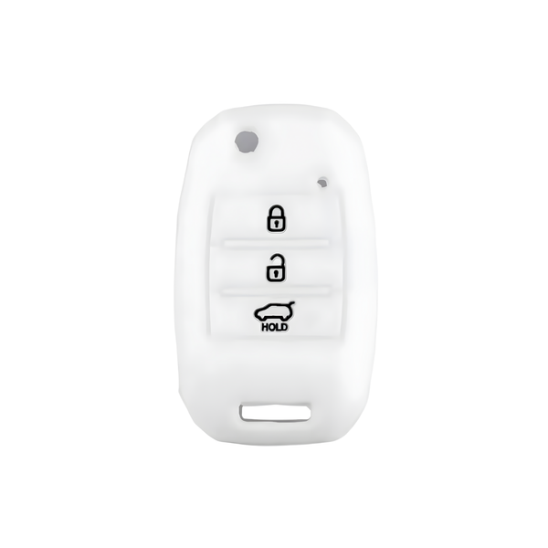 Zachte Siliconen Sleutelcover - Sleutelhoesje Geschikt voor Kia Picanto / Sportage 2017 / 2020 / Rio 3 / Cerato 4 / Soul / K5 / Ceed / Optima / Seltos / Sorento / Stinger / Forte - Wit - Key Cover - Auto Accessoires
