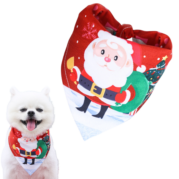 Kerst Sjaaltje - Hond & Kat - Kerstman in Sneeuw - Winter - Honden Das Rood - Kerstpakje voor Honden en Katten - Hondentrui - Kerstkostuum - Hondenkleding - Maat S