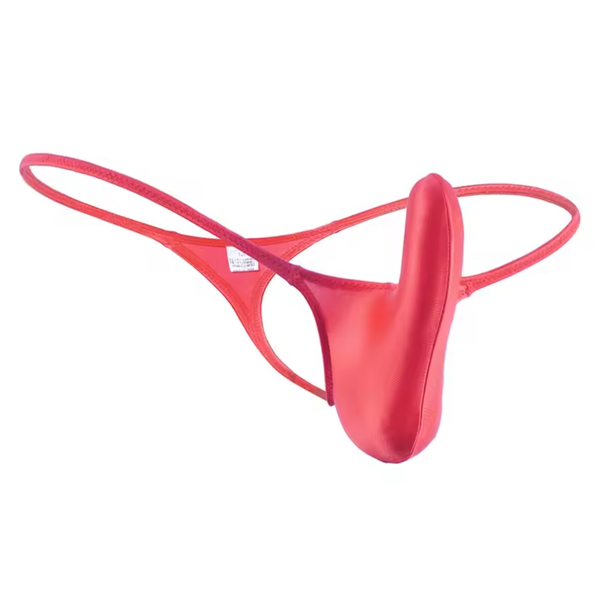 Heren Satijnen G-String – Rood - Sexy Pouch Ondergoed – Glanzend Satijn - Lage Taille en Hoge Elasticiteit – Onderbroek / Slip - Mannen Lingerie - Maat XL