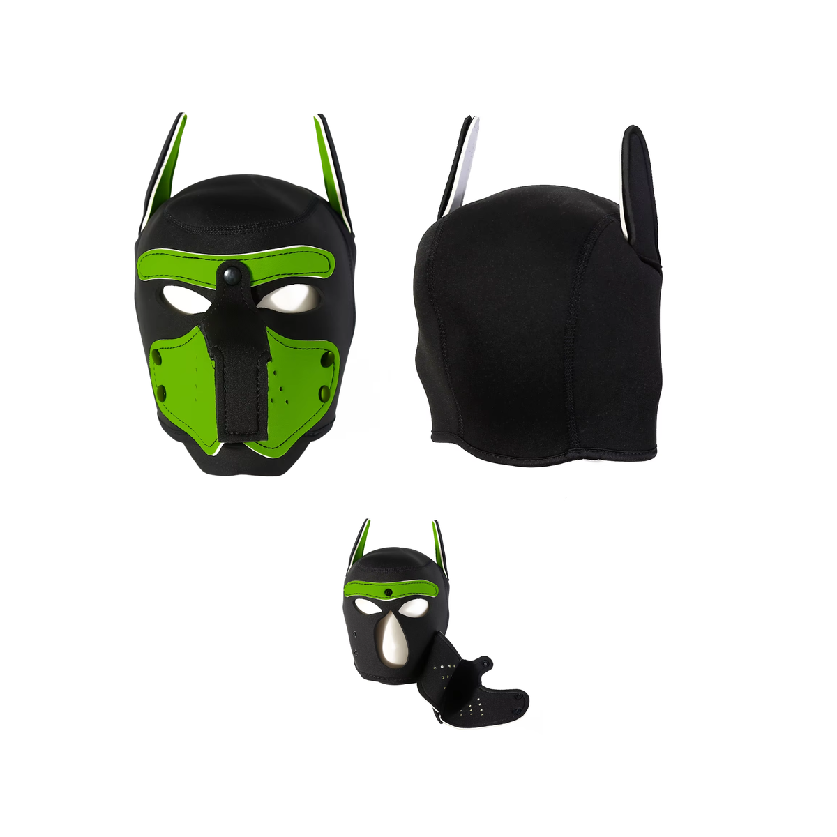 Honden Masker - Zwart & Groen - Puppy Play - BDSM Roleplay & Cosplay - Unisex - Sex Speeltjes Toys - Erotiek - Bondage Masker - OneSize