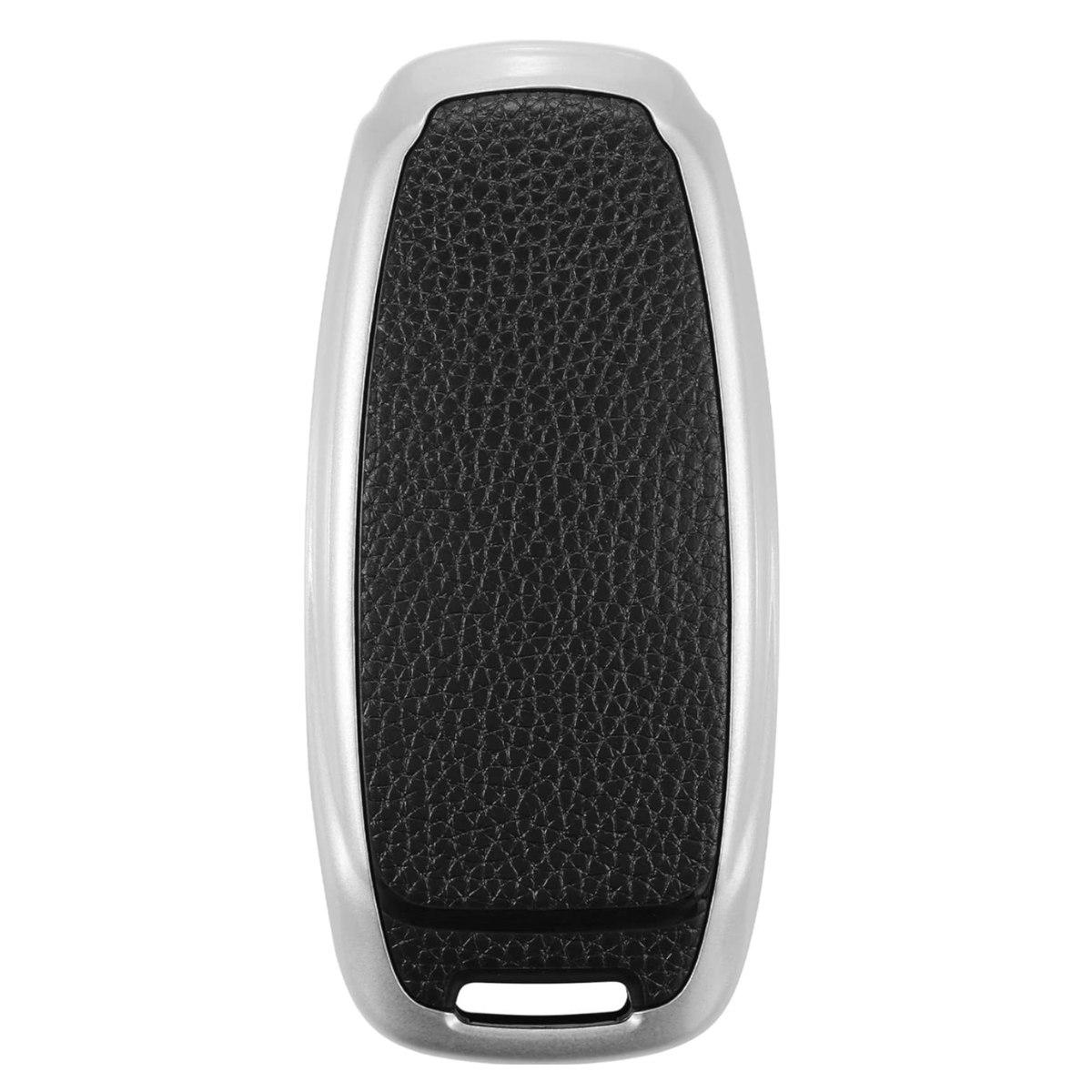 Kunst Leren Sleutelcover - Sleutelhoesje Geschikt voor Audi A3 / A4 / B9 / A6 / C8 / A7 / S7 / 4K / A8 / D5 / S8 / Q7 / Q8 / SQ8 / E-tron / 2018 / 2019 / 2020 / 2021 / 2022  - Zwart met Zilver - Key Cover - Auto Accessoires