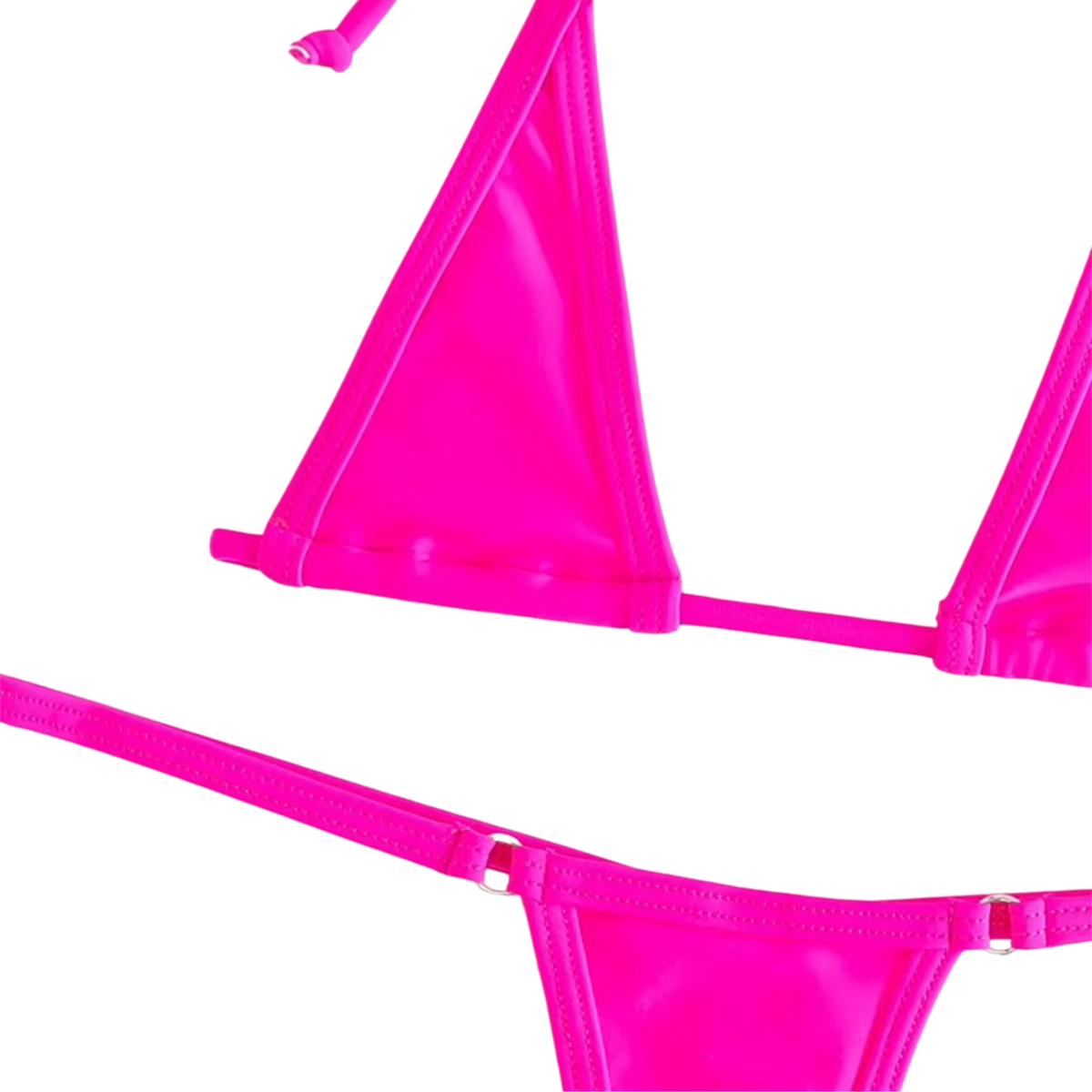 Sexy Dames Bikini Set – Donkerroze - Roze Mini Lingerie Set Tweedelig - Halter Top Zonder Beugel - Micro T String - Met Verstelbare Bandjes & Stretch - Ondergoed Voor Vrouwen - One Size