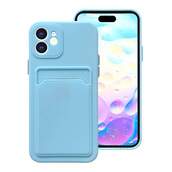 Hoesje Geschikt voor Apple iPhone 16 Plus / 16+ Stevig TPU - Met Kaarthouder - Lichtblauw - Shockproof Case met Pasjeshouder - TPU Hoes Met Vakje Voor Pasje - Card Case Back Cover