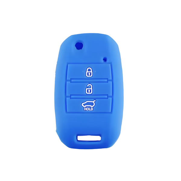 Zachte Siliconen Sleutelcover - Sleutelhoesje Geschikt voor Kia Picanto / Sportage 2017 / 2020 / Rio 3 / Cerato 4 / Soul / K5 / Ceed / Optima / Seltos / Sorento / Stinger / Forte - Blauw - Key Cover - Auto Accessoires