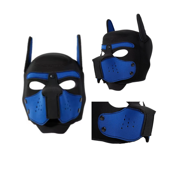 Honden Masker - Zwart & Blauw - Puppy Play - BDSM Roleplay & Cosplay - Unisex - Sex Speeltjes Toys - Erotiek - Bondage Masker - OneSize