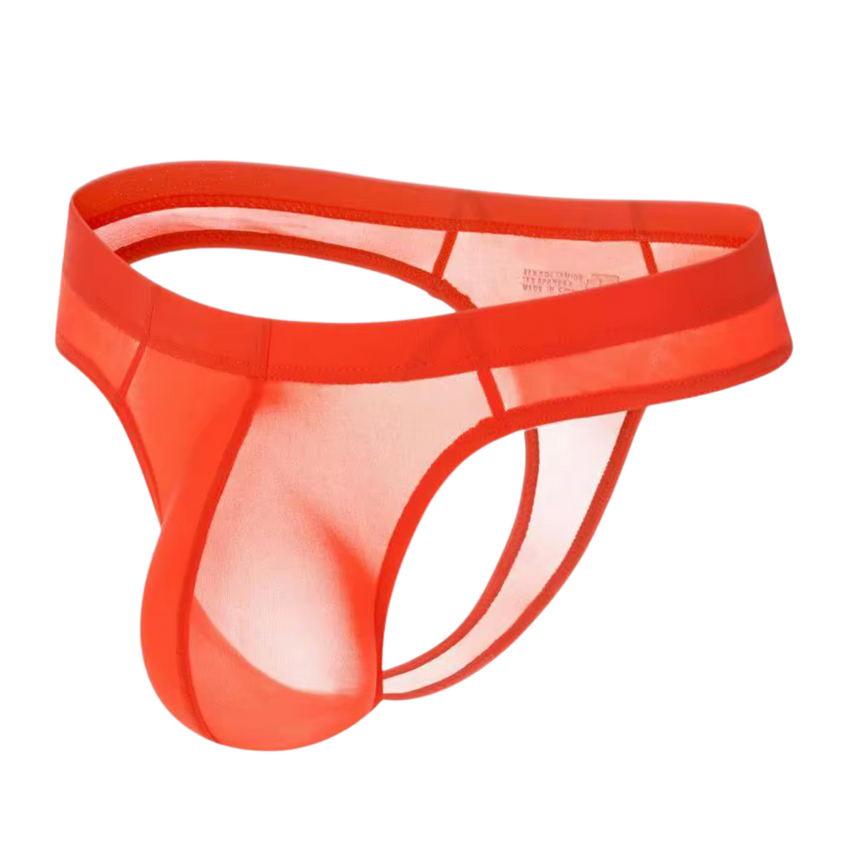 Heren String Transparant - G-String Doorzichtig Oranje - Sexy Mesh Design - Mannen Onderbroek Slip - Lingerie Voor Mannen - Ondergoed Maat L