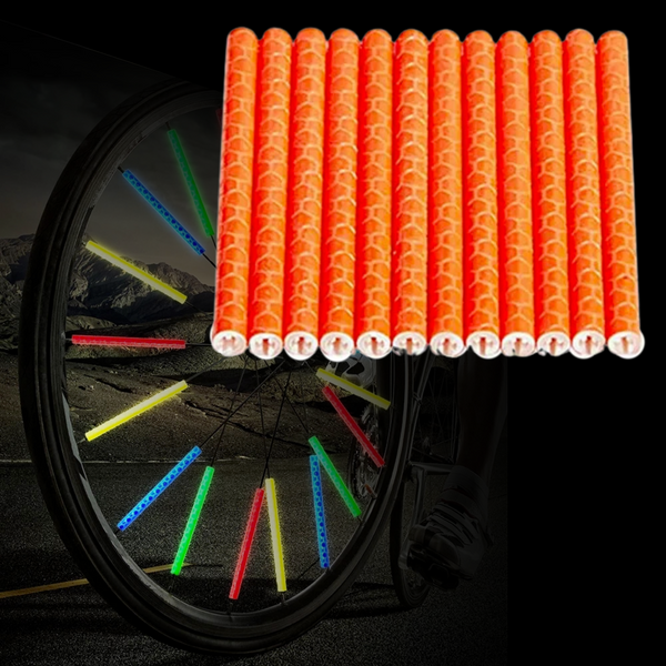 Fiets Spaak Reflector Oranje - Set 12 Stuks - Glow In The Dark - Spaakreflector - Spaakreflectoren Staafjes