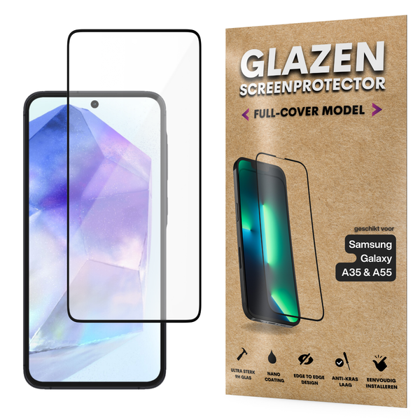 Screenprotector - Geschikt voor Samsung Galaxy A35 / A55 - Gehard Glas - Full Cover Tempered Glass - Case Friendly