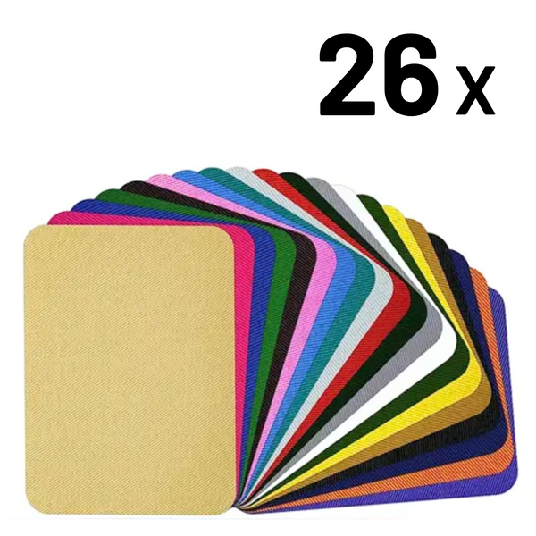 Kleding Reparatie Patches - Set van 26 Kleuren - Opstrijkbare Lapjes - Zelfklevende Reparatie - DIY