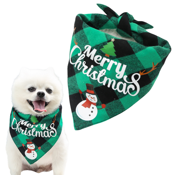 Kerst Sjaaltje 'Merry Christmas' - Hond & Kat - Winter Halsband - Honden Das Groen - Kerstpakje voor Honden en Katten - Hondentrui - Kerstkostuum - Hondenkleding - Maat S