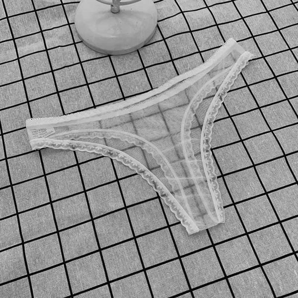 Dames String - Wit - Doorschijnend Mesh - Met Kant - Vrouwen Lingerie / Ondergoed - One Size