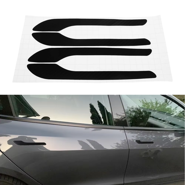 Deurgreep Sticker Zwart - 4 Stuks - Anti Krassen - Mat Zwart - Zelfklevend - Geschikt Voor Tesla Model 3 & Tesla Model Y - Handgreep Autosticker Universeel - Exterieur Styling Deur - Auto Accessoires Stickers