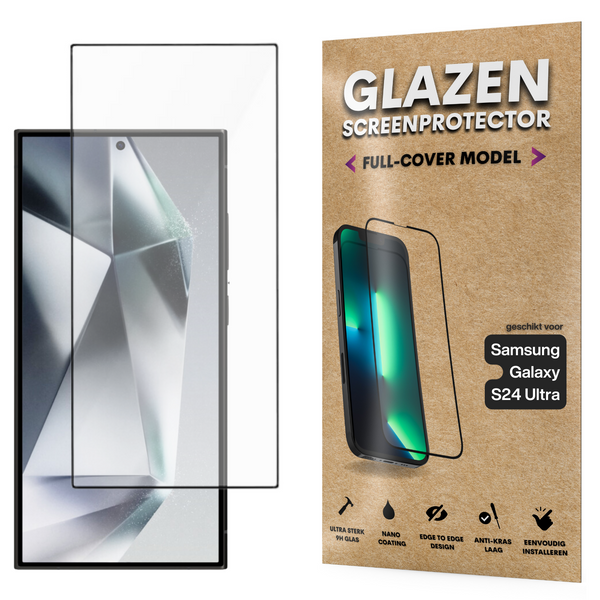 Screenprotector - Geschikt voor Samsung Galaxy S24 Ultra - Gehard Glas - Full Cover Tempered Glass - Case Friendly