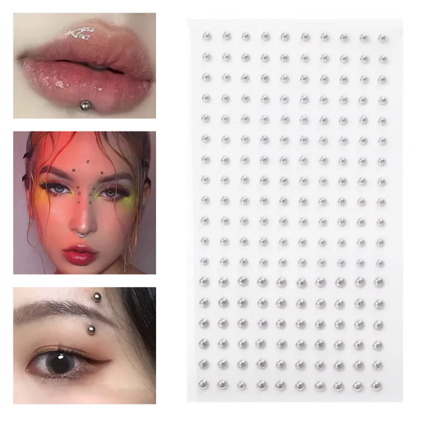 Fake Plak Piercings Zilverkleurig - Plakpiercing - Nep Piercing Bolletjes Studs - Oorbellen Met Plakkers - Oor / Wenkbrauw / Lip / Wang - Zilver