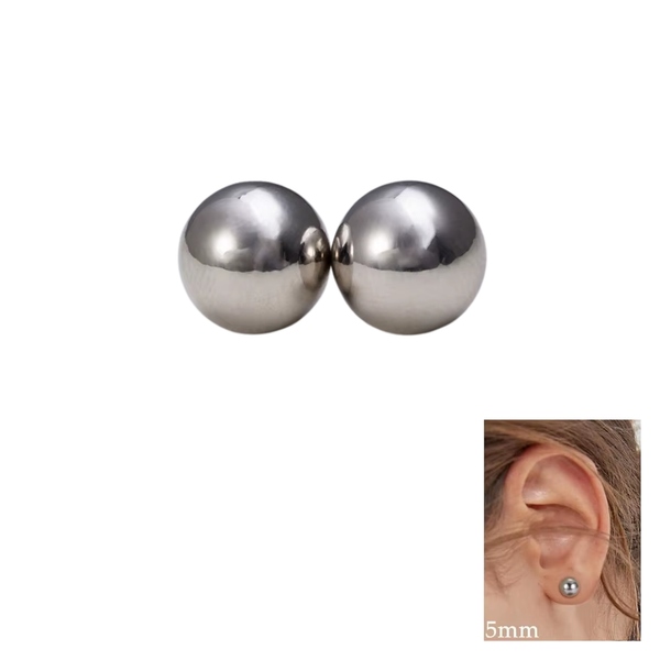 Magnetische Fake Piercing - 1 Nep Piercing - Zilver Balletje - Stainless Steel - Lippiercing / Tepelpiercing / Oorpiercing / Wangpiercing - Nep Piercing Magnetisch Bolletje - Oorbel - Verkleedaccessoires - 5mm