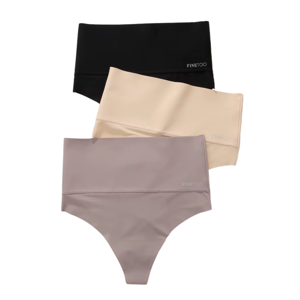Corrigerende Dames Strings - Neutrale Kleuren - Hoge Taille - Naadloos / Seamless Ondergoed - Taupe / Beige / Zwart - Comfortabele en Sexy Lingerie - Brazilian / Slip / Onderbroek - Maat M