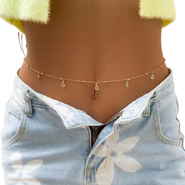 Belly Chain - Goud - Bolletjes en Steentjes - Buikketting Goudkleurig - Zomerse Tailleketting - Heupketting Dames - Buik Ketting