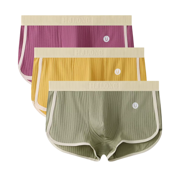 3-Pack - Heren Boxershort Ribbel - Boxer Geel, Rood en Groen - Sexy en Comfortabel Design - Mannen Onderbroek - Lingerie Voor Mannen - Ondergoed Maat M