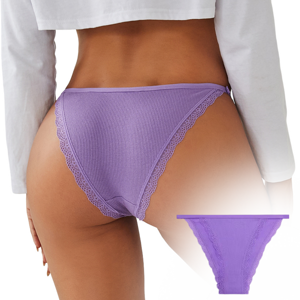 Sexy Dames Slip - Paars - Dunne Tailleband - Onderbroek 95% Katoen - Dames Lingerie / Ondergoed Set - Maat S