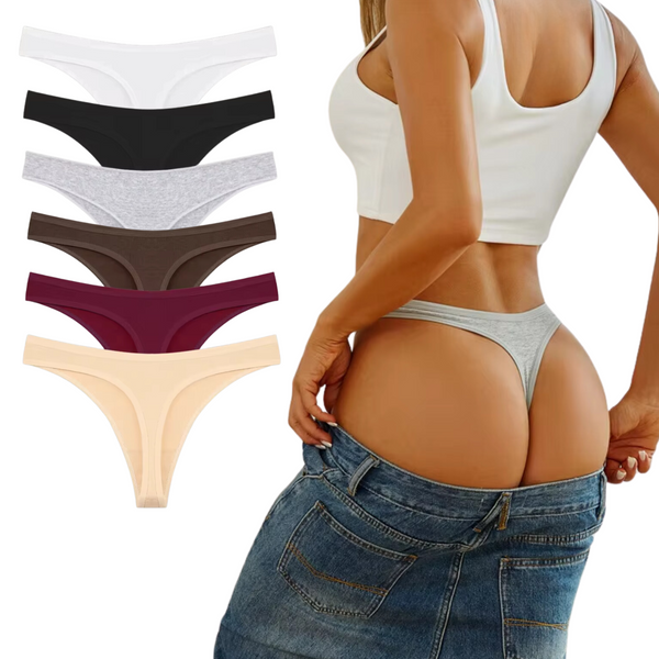 6 Pack - Comfortabele String - Zachte Strings - Sexy Dames Ondergoed - Vrouwen - Onderbroek Set - Lingerie - Zwart, Wit, Rood, Bruin, Grijs, Nude - Maat XL