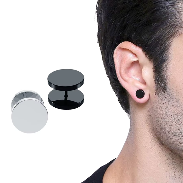 Piercing Set - 2 Nep Tunnel Piercings - Zilver & Zwart - Stainless Steel - Lippiercing / Oorpiercing - Piercing Schroefje  - Oorbel - Verkleedaccessoires - 6mm