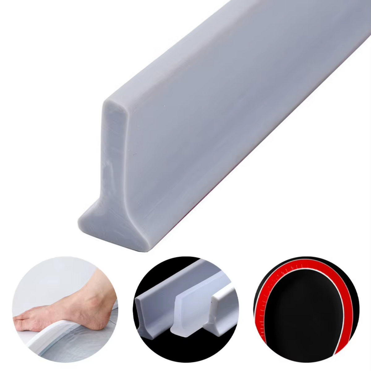 Badkamer Waterbarrière Strip - Douchedrempel 200 cm - Zelfklevende Siliconen Waterstopper - Waterstopper Tegen Waterlekkage - Waterkering voor Douche, Bad en Keuken - Wit