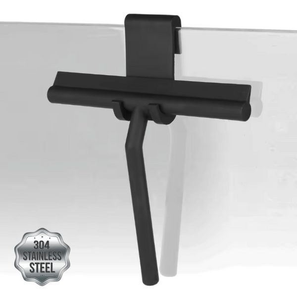 Premium RVS Badkamerwisser - Douche Trekker met Ophangsysteem - Vloer en Glazen Wisser - Roestvrij Staal - Douche en Bad - Douchewand - Badkamer Reiniging Tool - Douchewisser Zwart