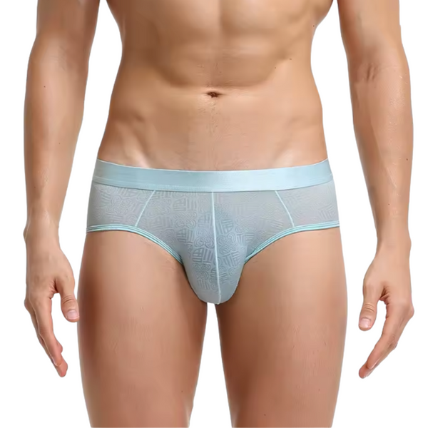 Heren Slip Transparant  - Slip Doorzichtig Lichtblauw - Sexy Mesh Design - Mannen Onderbroek - Lingerie Voor Mannen - Ondergoed Maat XXL