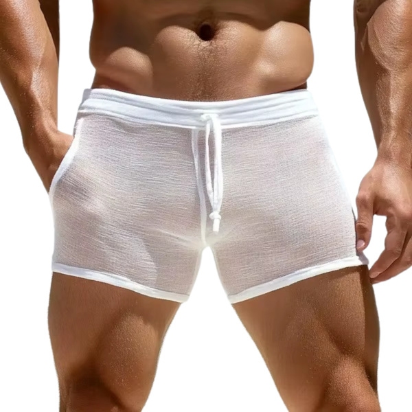 Sexy Heren Boxershort - Wit Semi-Transparant - Boxer Doorzichtig Met Touwtjes - Mannen Onderbroek - Lingerie Voor Mannen - Ondergoed Maat XXXL / 3XL