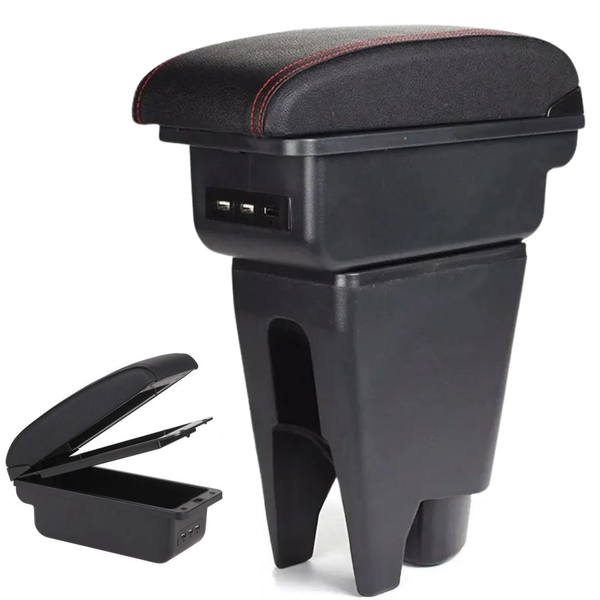 Multifunctionele Armsteun - Geschikt voor Toyota Aygo, Peugeot 107 en Citroen C1 (2005-2014) - 3 USB Aansluitingen - Opbergvakken - Past in Bekerhouder