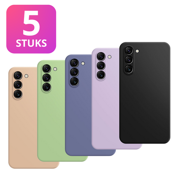 5 PACK - Hoesje Geschikt voor Samsung Galaxy A34 - 5x Siliconen Shock Proof Case - Stevige TPU Cover - Multipack met Blauw, Groen, Zwart, Lila Paars en Roze Hoesje