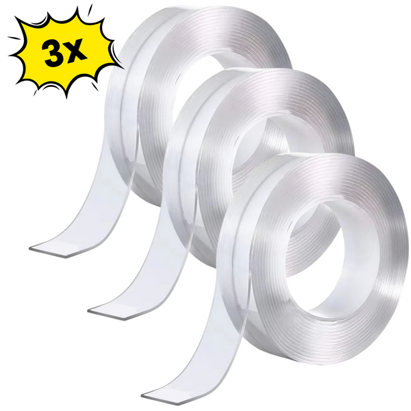 3x Solusia Nano Tape - 15 Meter - Extra Sterk - A+ Kwaliteit - Dubbelzijdige Tape Transparant - Magic Tape - Montagetape Herbruikbaar - Klus Reparatie Tape Dubbelzijdig - 20 mm Breed