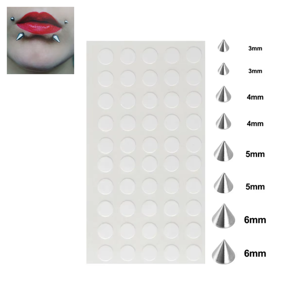 Fake Plak Piercing Zilverkleurig - Nep Piercing Spike Studs - Oorbellen Met Plakkers - Oor / Wenkbrauw / Lip / Wang - Zilver