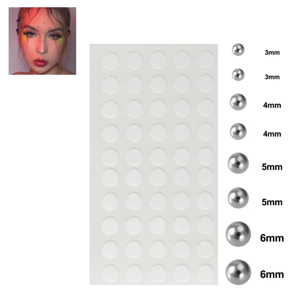 Fake Plak Piercing Zilverkleurig - Nep Piercing Bolletjes Studs - Oorbellen Met Plakkers - Oor / Wenkbrauw / Lip / Wang - Zilver