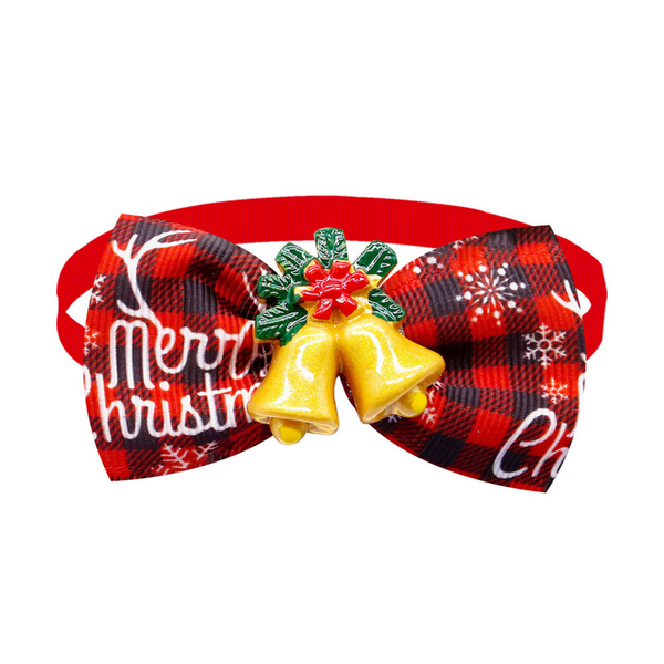 Kerst Halsbandje met Strik - Kleine Honden en Katten - Hond & Kat - 22 tot 37 CM - Winter Halsband - Strik & Klokken - Hondenkleding