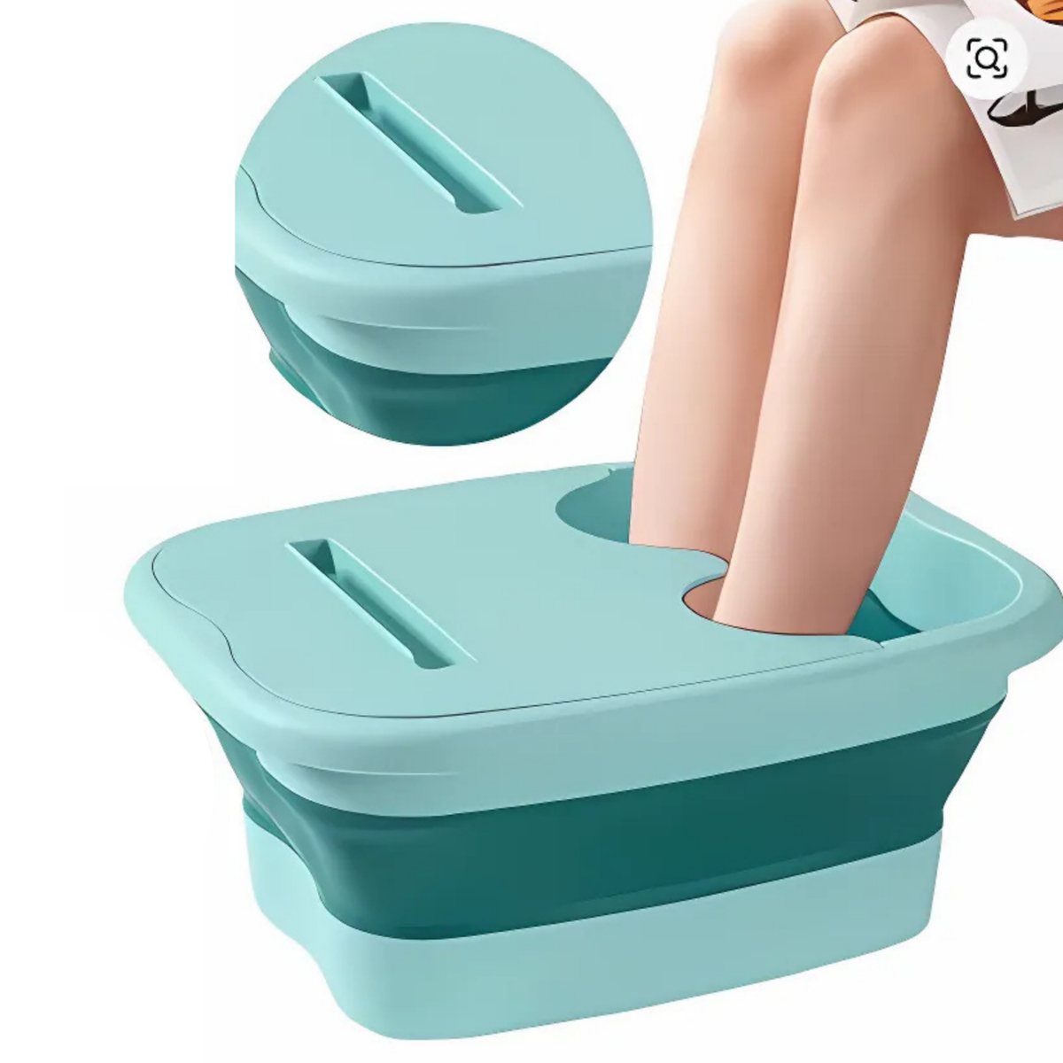 Voetenbad Met Deksel - Inklapbaar - Met Massagedrukpunten - Ontspanning - Verkoeling - Mint Groen