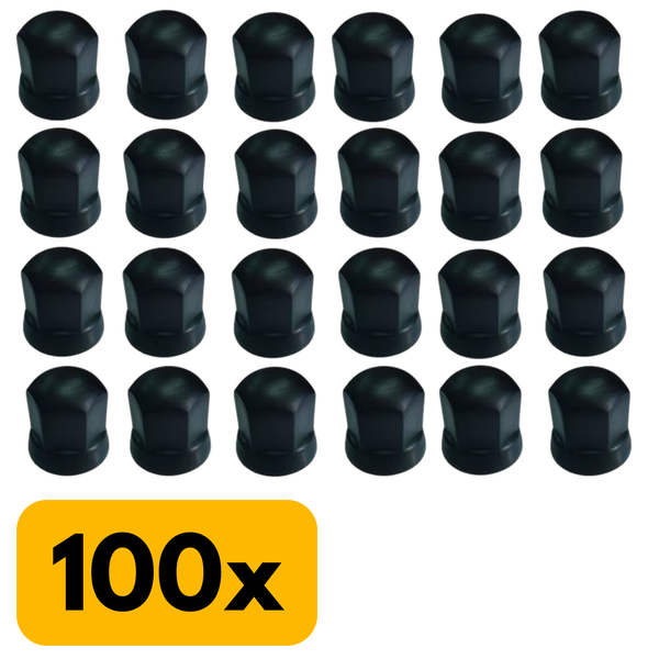 Vrachtwagen Wielmoerdoppen Zwart - 100 Stuks - 50 mm x 32 mm - Kunststof - Wiel Moer Cover Caps - Bescherming Voor Wielmoeren - Wieldoppen - Geschikt Voor Vrachtwagen / Trucks / Aanhanger / Bus / Trailer - Voertuig accessoires