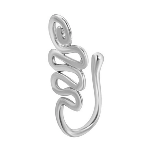 Fake Neuspiercing Zilver - Zigzag - Nep Neuspiercing Sieraad - Neusring - Nep Piercing Neus Ringetje - Metaal