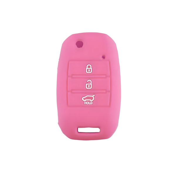 Zachte Siliconen Sleutelcover - Sleutelhoesje Geschikt voor Kia Picanto / Sportage 2017 / 2020 / Rio 3 / Cerato 4 / Soul / K5 / Ceed / Optima / Seltos / Sorento / Stinger / Forte - Roze - Key Cover - Auto Accessoires