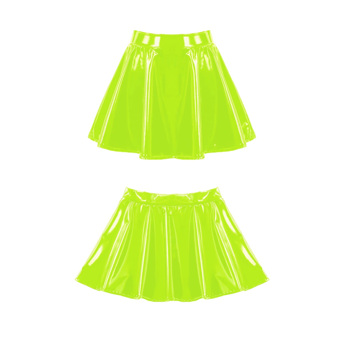 Latex-look Rok Geel/Groen - Sexy Erotisch Rokje - Imitatie Leder - Sexy Lingerie - Cosplay - Glanzend Dames Rokje - Maat 2XL/XXL