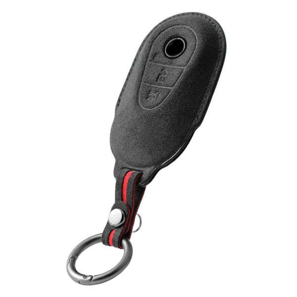 Luxe Alcantara Sleutelcover - Sleutelhoesje Geschikt voor Mercedes 2022 C Klasse / E Klasse / S Klasse / W206 / S350 / C260 / C300 / Etc. - Alcantara Look - Zacht Sleutel Hoesje - Met Hanger - Auto Accessoires