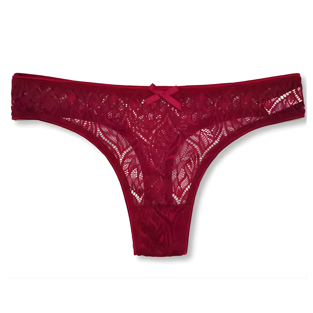 5 Pack - Kanten Strings Met Sexy Patroon – Plus Size – Verleidelijk en Comfortabel Dames Ondergoed - 2x Zwart, 2x Blauw en Rood - Onderbroeken / Slips Voor Vrouwen - Maat 2XL