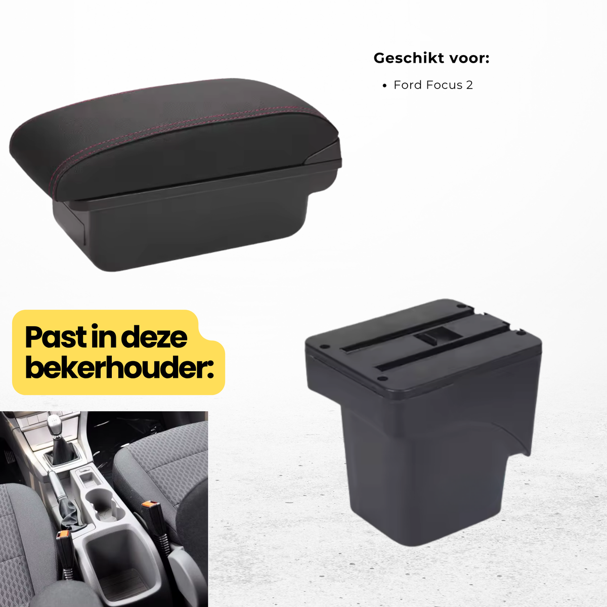 Multifunctionele Armsteun - Geschikt voor Ford Focus 2 - 1 USBC & 2 USB Aansluitingen - Opbergvakken - Armleuning - Middenconsole - Bekerhouder