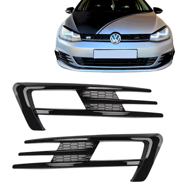 Voorbumper Trim Spoiler Set - Gloss Zwart - Sportieve Look - Geschikt Voor Volkswagen Golf 7 / Golf GTI / Golf R / Golf 7.5 / Golf R Lijn / Touran / - Mistlamp Spoiler - Voorbumper Accessoire